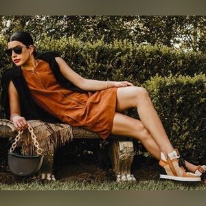 Trina Turk 100% Leather Sleeveless Dress